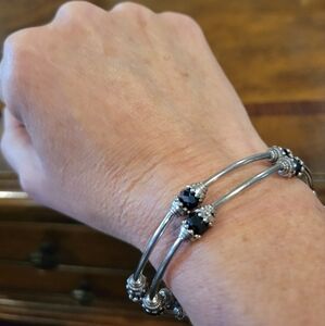 Elegant Silver and Black Bracelet